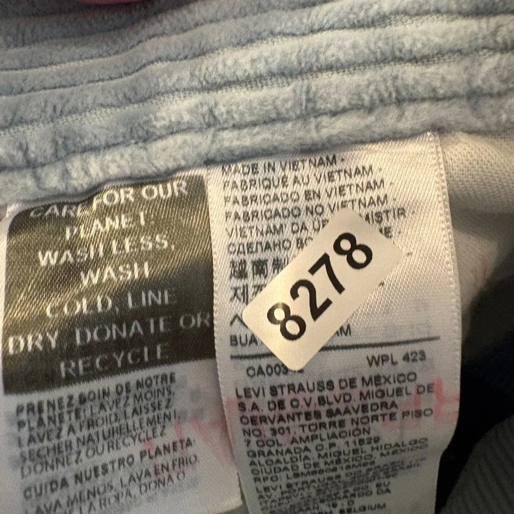 Levi's 512 Slim Taper Corduroy Pants 32x29 (Tag 32x30) Light Blue Wide Wale Y2K